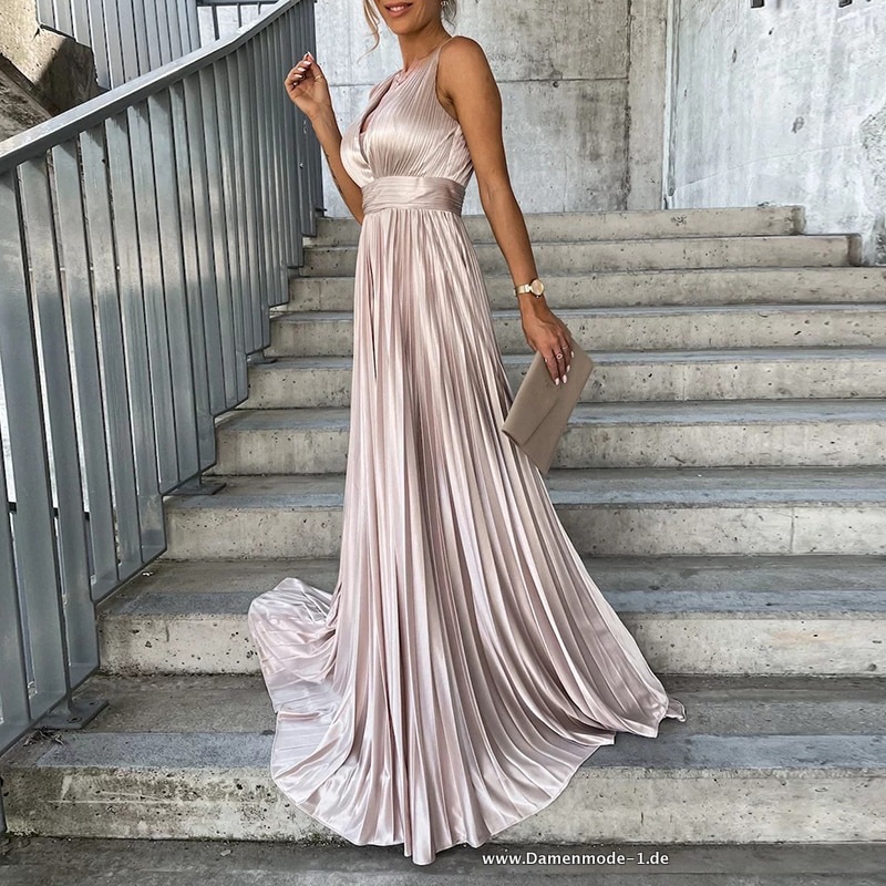 Elegantes Satin Kleid für Damen mit&nbsp;V-Ausschnitt