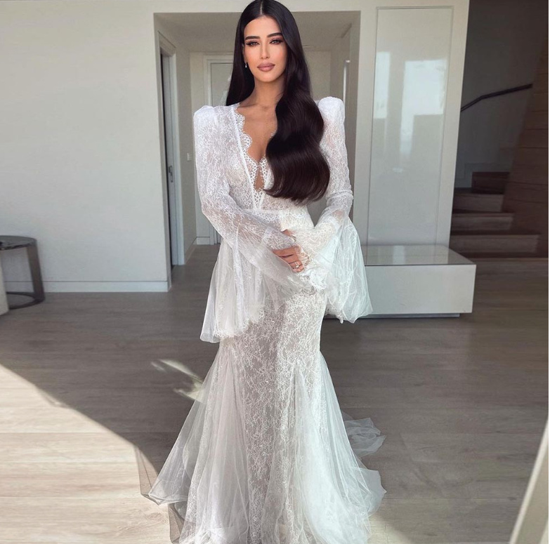 Fit and Flare Boho Brautkleid Alma mit Spitze und&nbsp;Rüschenärmel