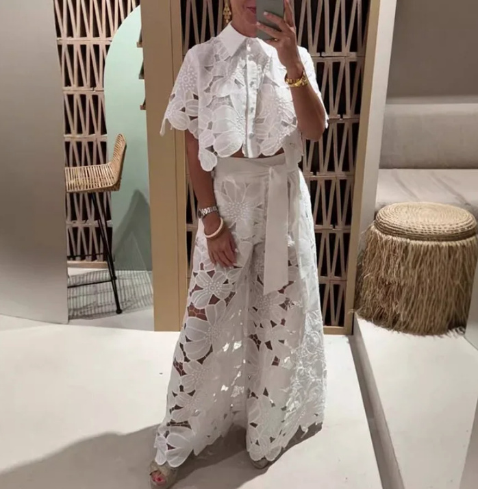 Standesamt Outfit Benedikte für die Braut Plissee Hose mit Bluse im&nbsp;Set