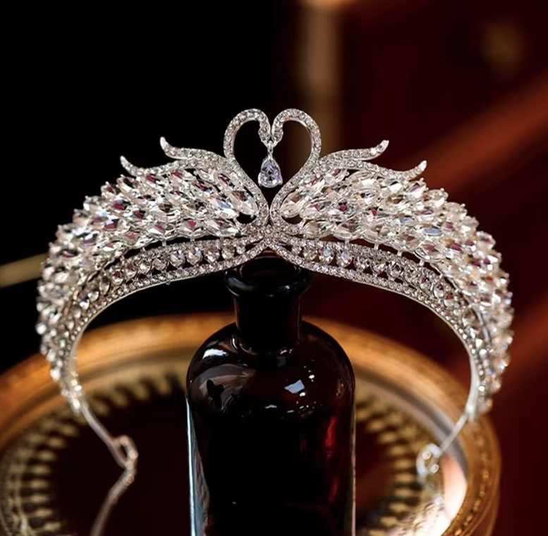 Schwan Kristall Braut Tiara Diadem Bente&nbsp;Kopfschmuck