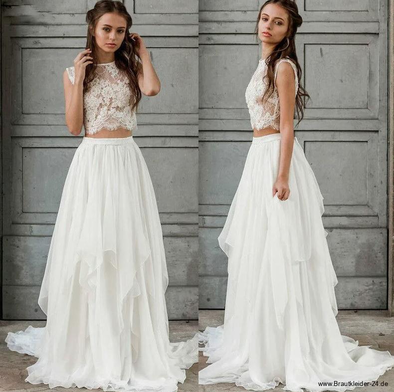Zweiteiliges Boho Style Brautkleid Levke Ärmellos mit&nbsp;Spitze