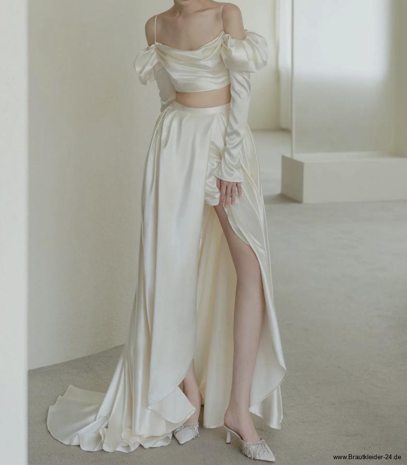 Zweiteiliges Langarm Brautkleid Lillesol mit&nbsp;Spaghettiträger