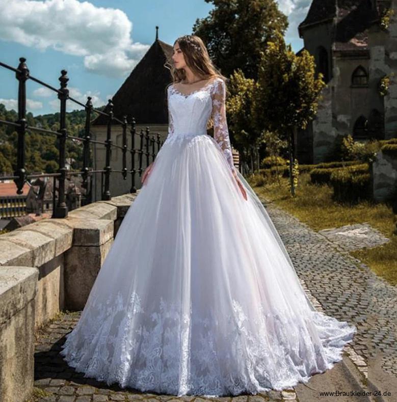  A Linie Langarm Prinzessin Brautkleid Lillesol mit Tattoo Spitze und&nbsp;Schleppe