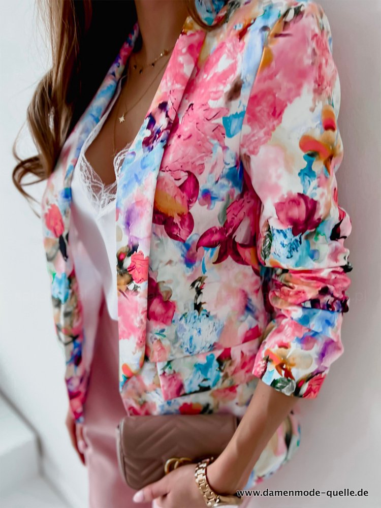 Asymmetrischer Patchwork Blazer für Damen&nbsp;Pink