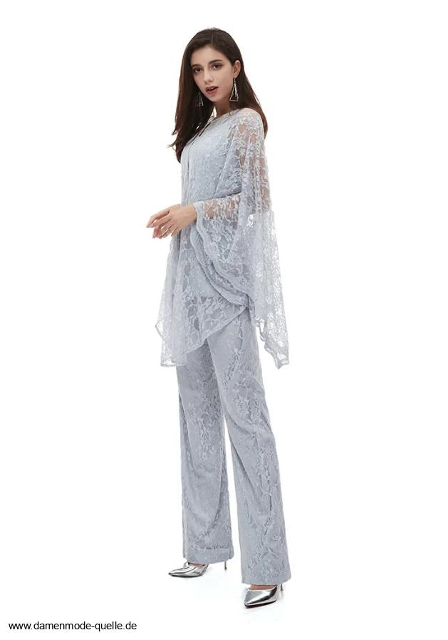 Abendoutfit für Damen Elegant in Silber&nbsp;Dreiteilig