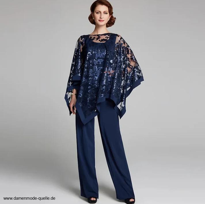 Abendoutfit für Damen Dreiteilig Elegant in&nbsp;Marineblau