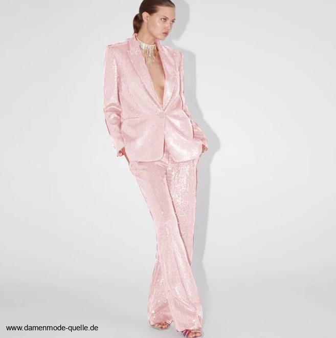 Eleganter Glitzer Pailletten Hosenanzug in&nbsp;Rosa