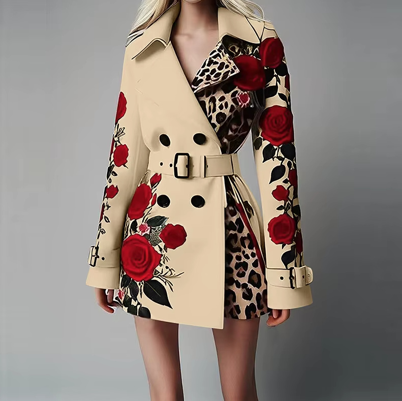 Zweireiher Damen Blazer Elegant in Creme mit&nbsp;Rosen