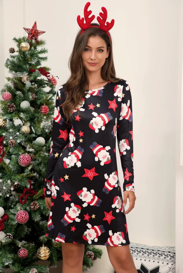 A Linie Langarm Weihnachts Kleid Cilla&nbsp;Kurz