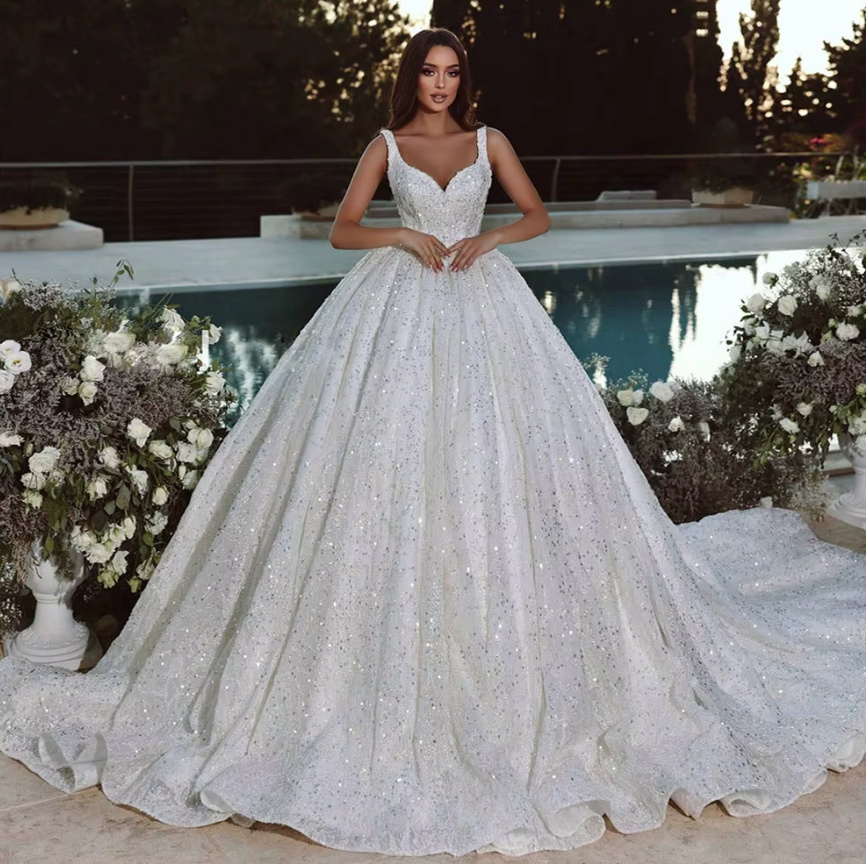 Ball Linie Brautkleid Euphemia mit Herz Ausschnitt Perlen Pailletten und&nbsp;Schleppe