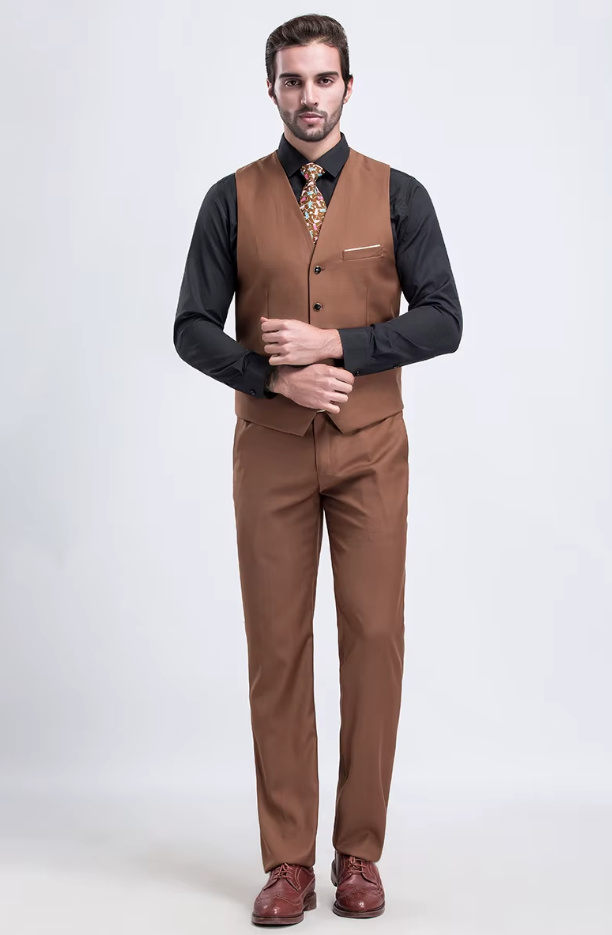 Bräutigam Outfit Weste mit Hose im Set Elegant in&nbsp;Braun