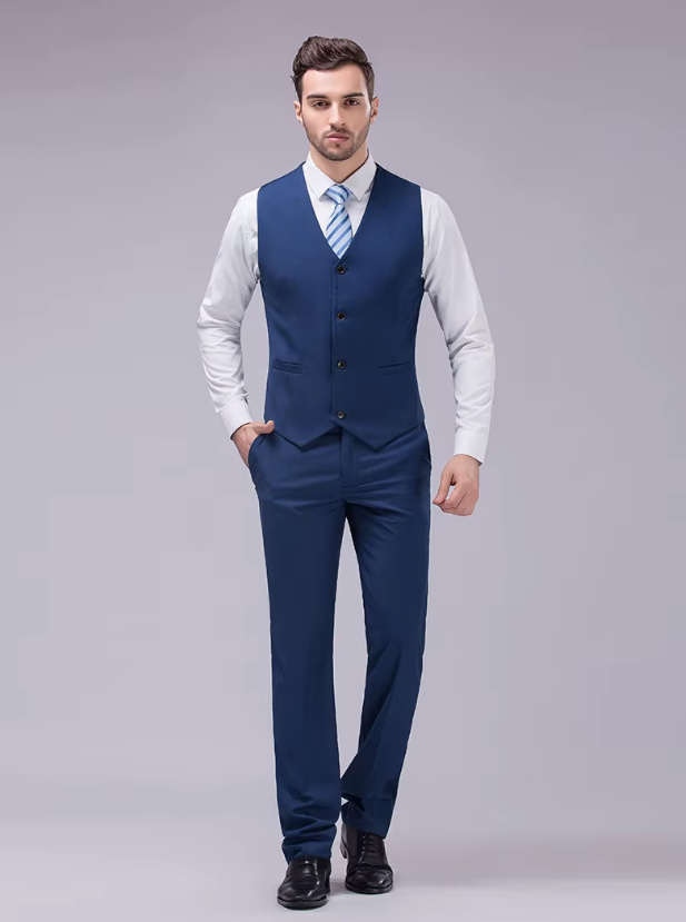 Bräutigam Outfit Weste mit Hose im Set Elegant in&nbsp;Navyblau