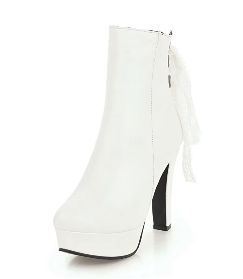 Braut Booties Hochzeitsschuhe Elani in Weiß mit&nbsp;Spitze