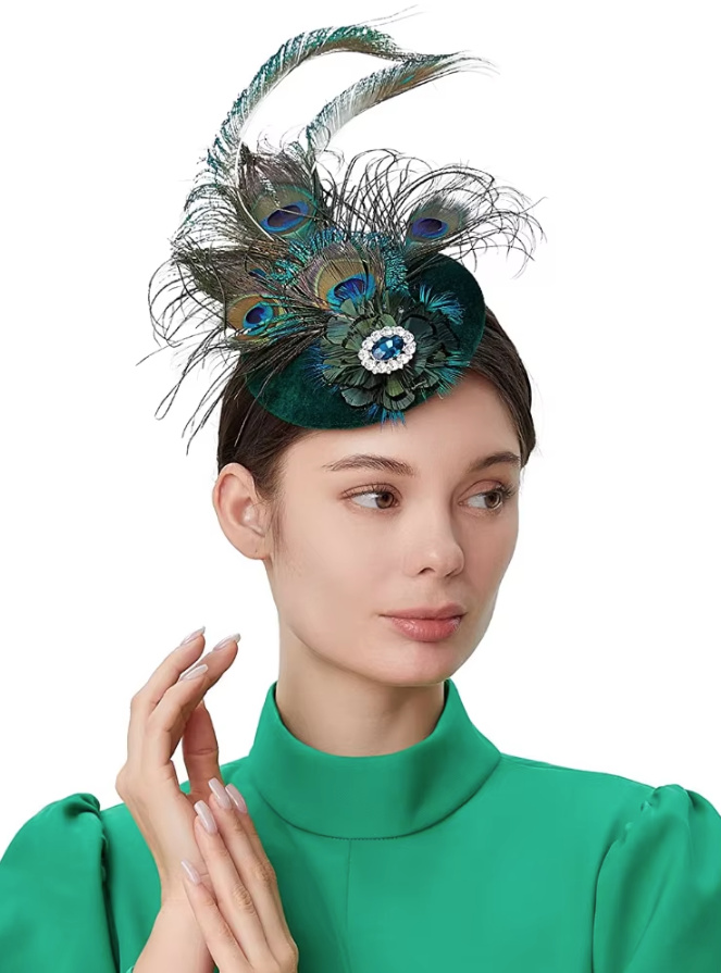 Brauthut Evi mit Pfau Federn&nbsp;Schwarz