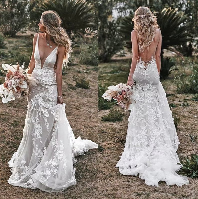 Fit and Flare Boho Brautkleid Ela mit Sexy Rücken Ausschnitt und&nbsp;Spitze