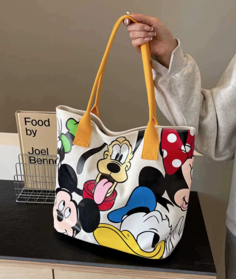 Große Disney Mickey Pluto Cartoon Leinen Damen Tasche&nbsp;Gelb