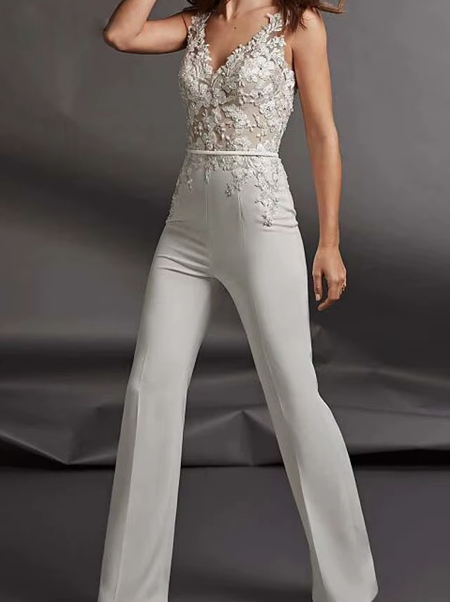 I Linie Braut Einteiler Overall Clementine mit Blumen&nbsp;Spitze