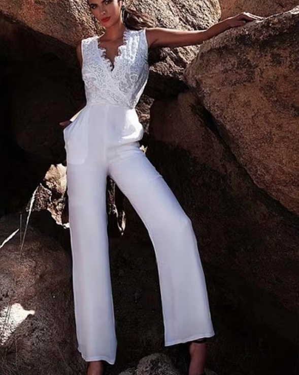 I Linie Braut Overall Einteiler Ellis Ärmellos mit&nbsp;Spitze