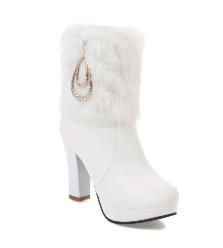 Kristall Plüsch Stiefeletten Brautschuhe Hochzeitsschuhe Edgarda&nbsp;Weiß