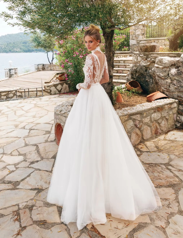 Langarm A Linie Brautkleid Elea mit Lingerie Oberteil und Ärmel aus&nbsp;Spitze