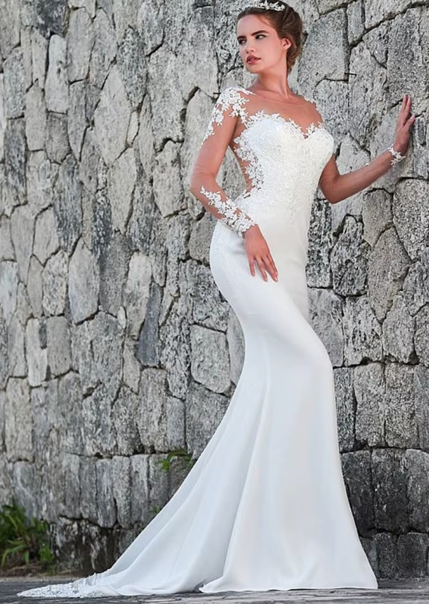 Meerjungfrau Brautkleid Editha mit&nbsp;Illusionsärmel