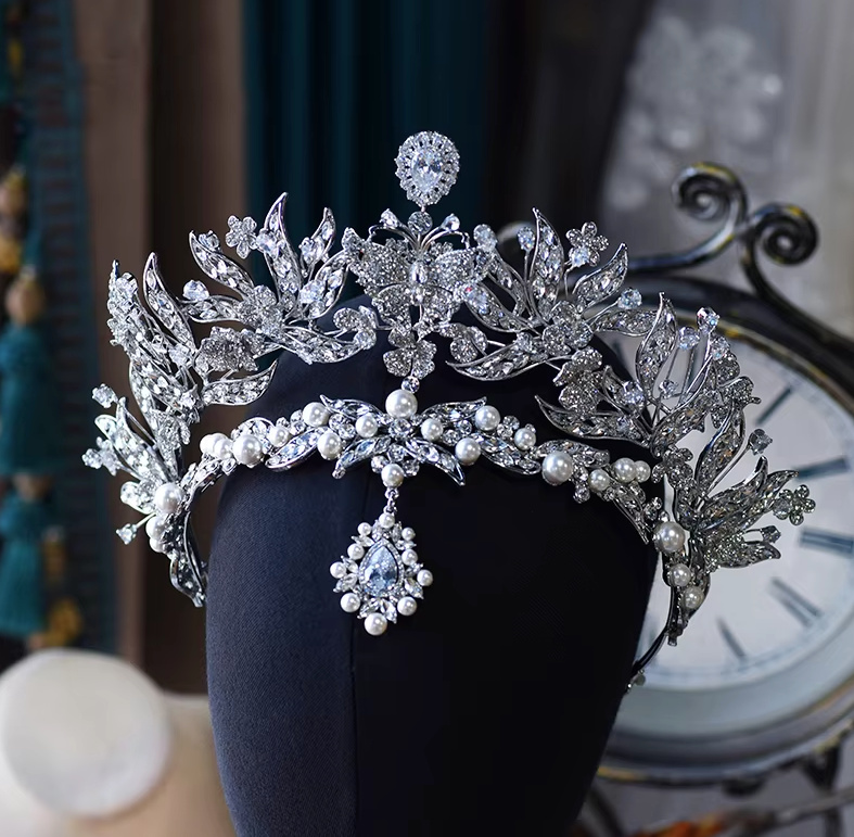 Oversize Zirkon Perlen Braut Tiara Diadem&nbsp;Elikapeka