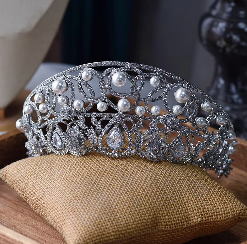 Prinzessin Zirkon Perlen Braut Tiara&nbsp;Elanie