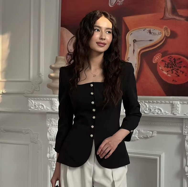 Vintage Style Langarm Damen Blazer Danielle Elegant in&nbsp;Schwarz