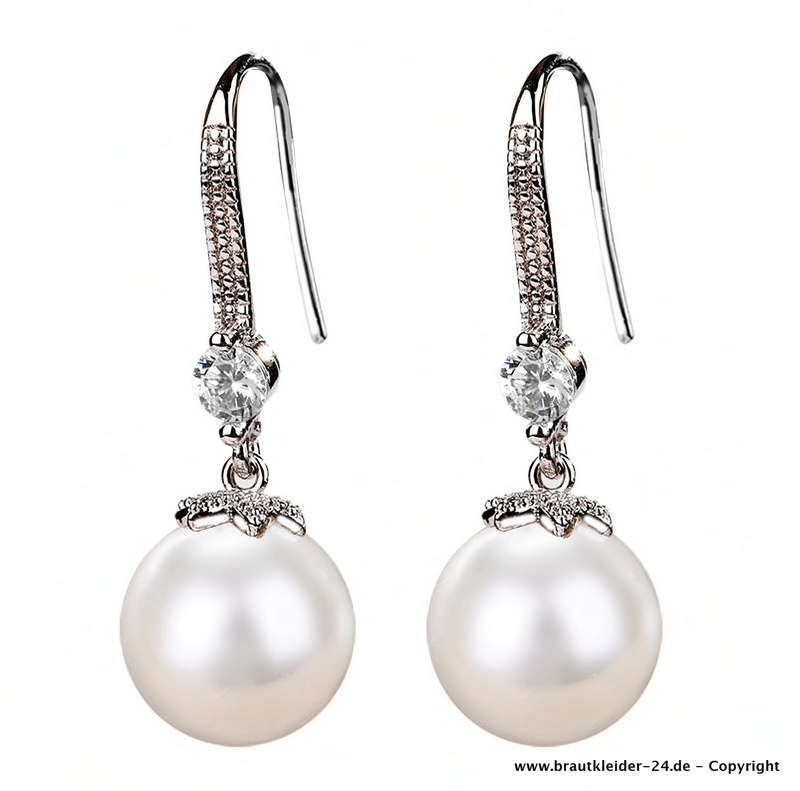 Elegante Runde Perlen Baumeln Ohrringe für die&nbsp;Braut