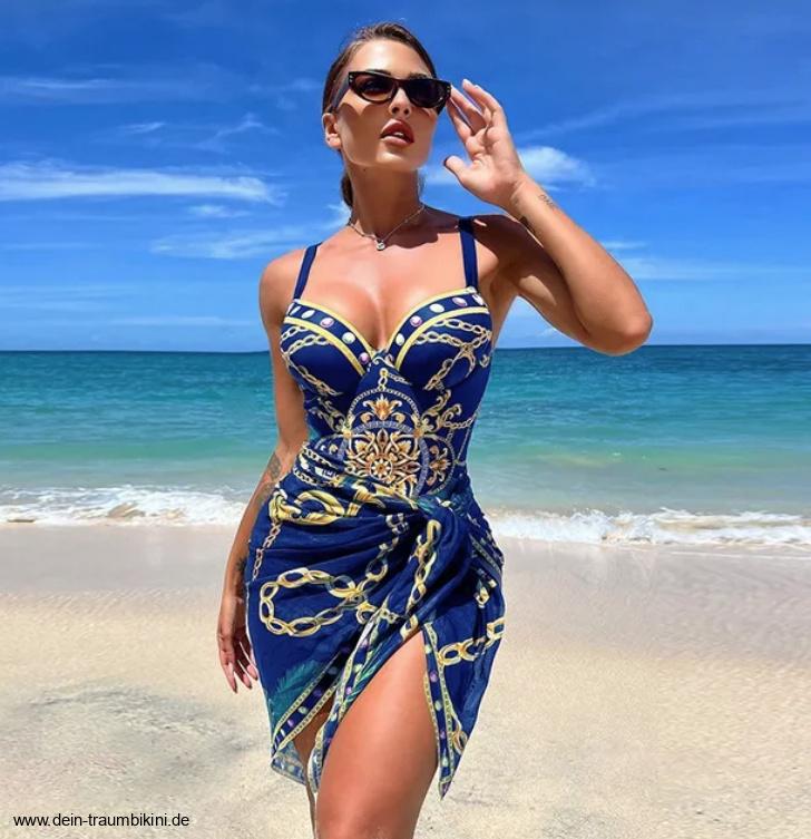 Push Up Badeanzug Zenta mit Vintage Muster&nbsp;Blau