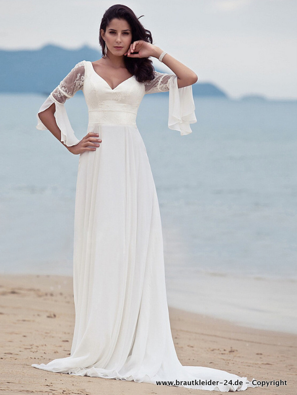 A Linie Kleid mit Ärmel für die Braut&nbsp;Standesamtmode