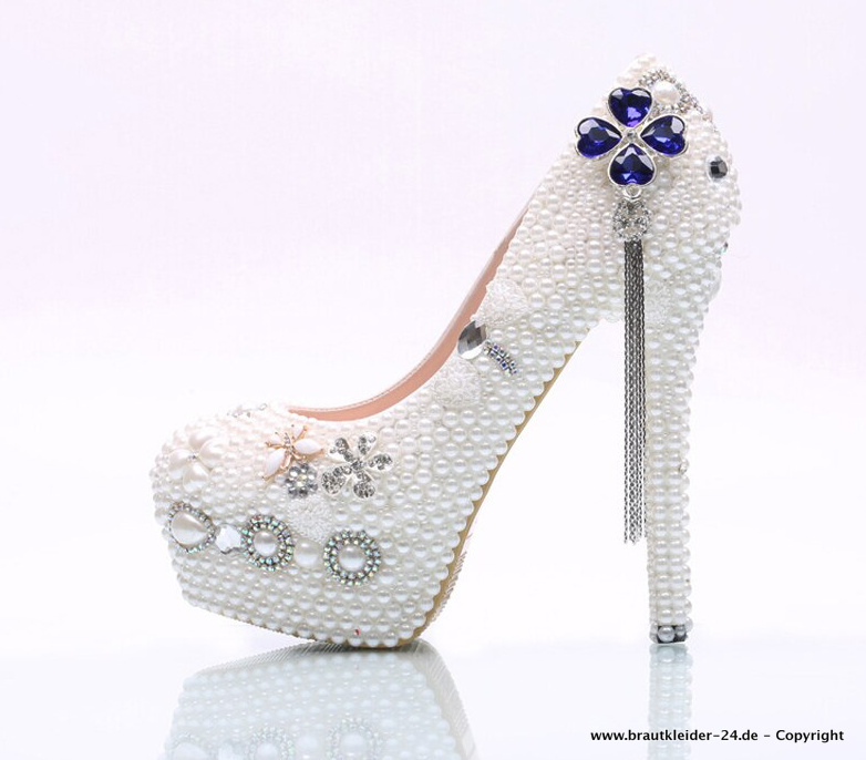 High Heels Brautschuhe Abendschuhe Manoa mit Kristall Perlen&nbsp;Blumen