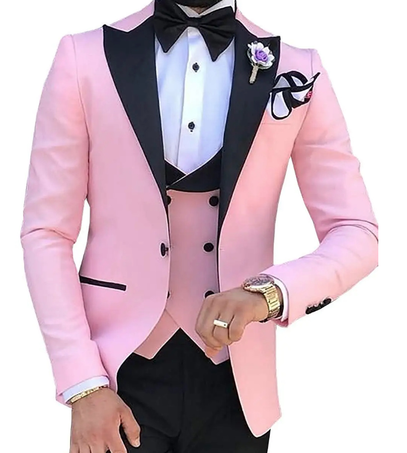 Hochzeitsanzug Aaron für den Bräutigam Rosa Schwarz&nbsp;Dreiteilig