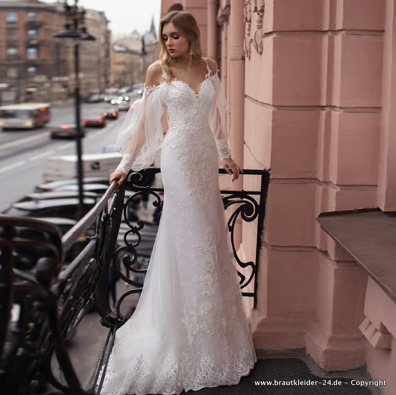 Spaghettiträger Meerjungfrau Brautkleid Michelle mit Spitze und Rücken&nbsp;Ausschnit
