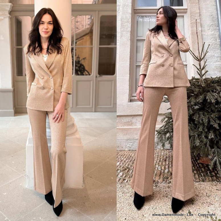 Abendoutfit Hosenanzug Elegant für Damen in&nbsp;Gold