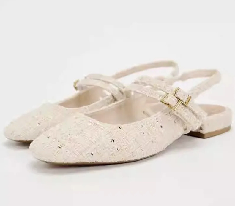 Mary Jane Tweed Brautschuhe Pumps mit&nbsp;Riemchen