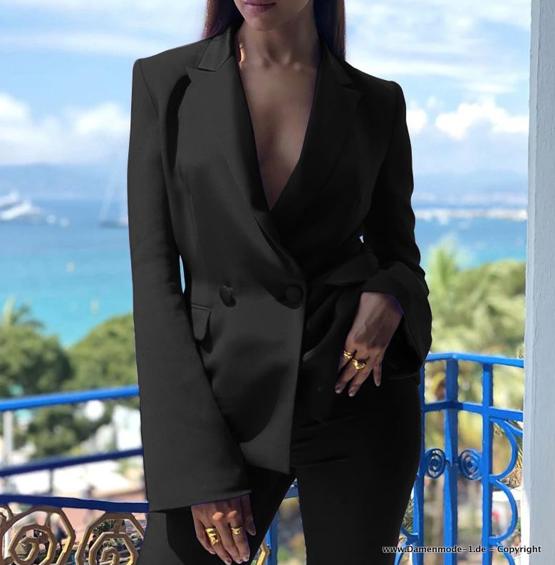 Streetwear Outfit Damen Hosenanzug mit Breitem Bein in&nbsp;Schwarz