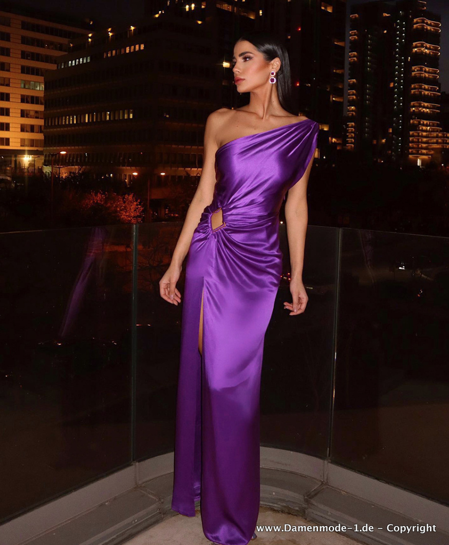 One Shoulder Bleistift Kleid Elegant Lang in&nbsp;Lila