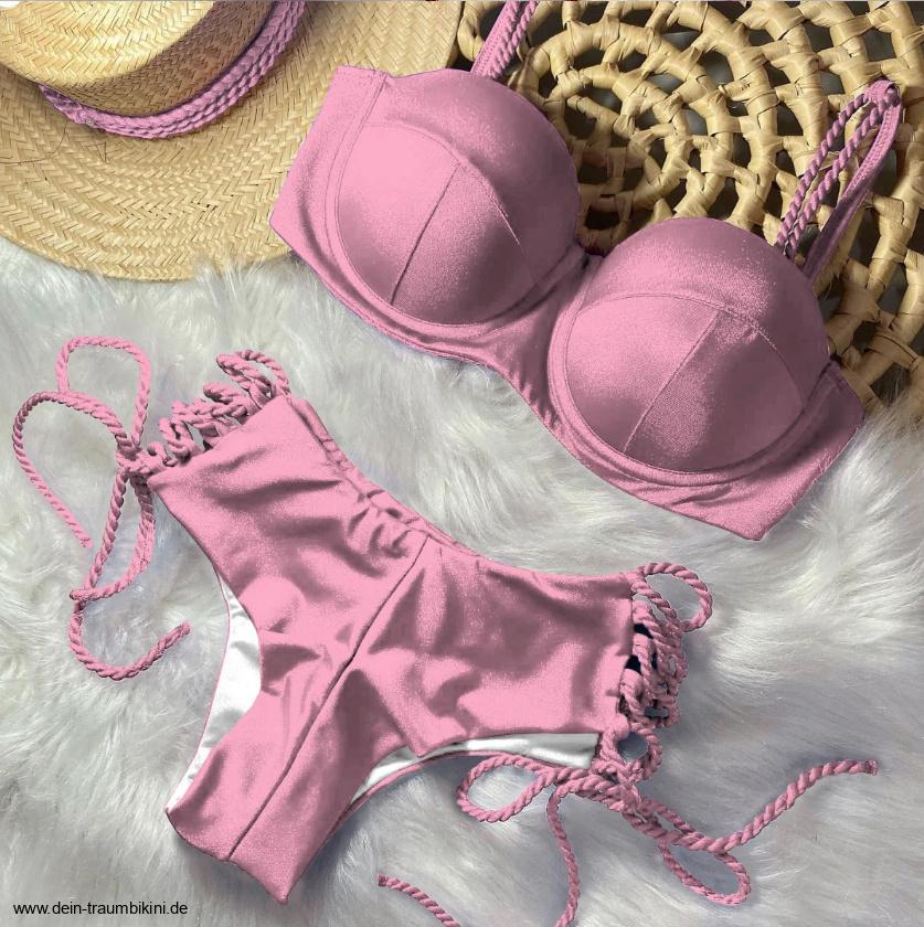 High-Waist Push Up Samt Bikini Yentl&nbsp;Rosa