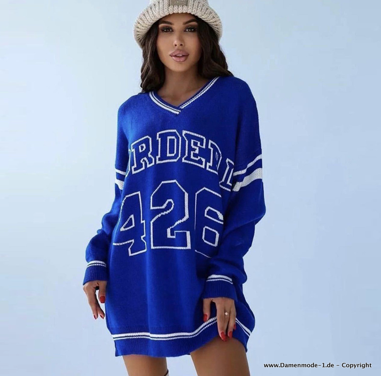 Langarm Damen Sweater Pullover in&nbsp;Navyblau