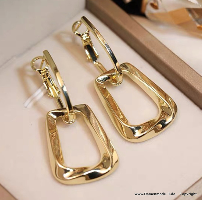 Luxus Chunky Hoop Ohrringe in Gold&nbsp;Eckig