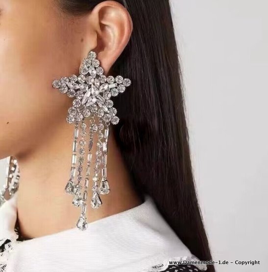 Chunky Strass Stern Ohrringe in&nbsp;Silber