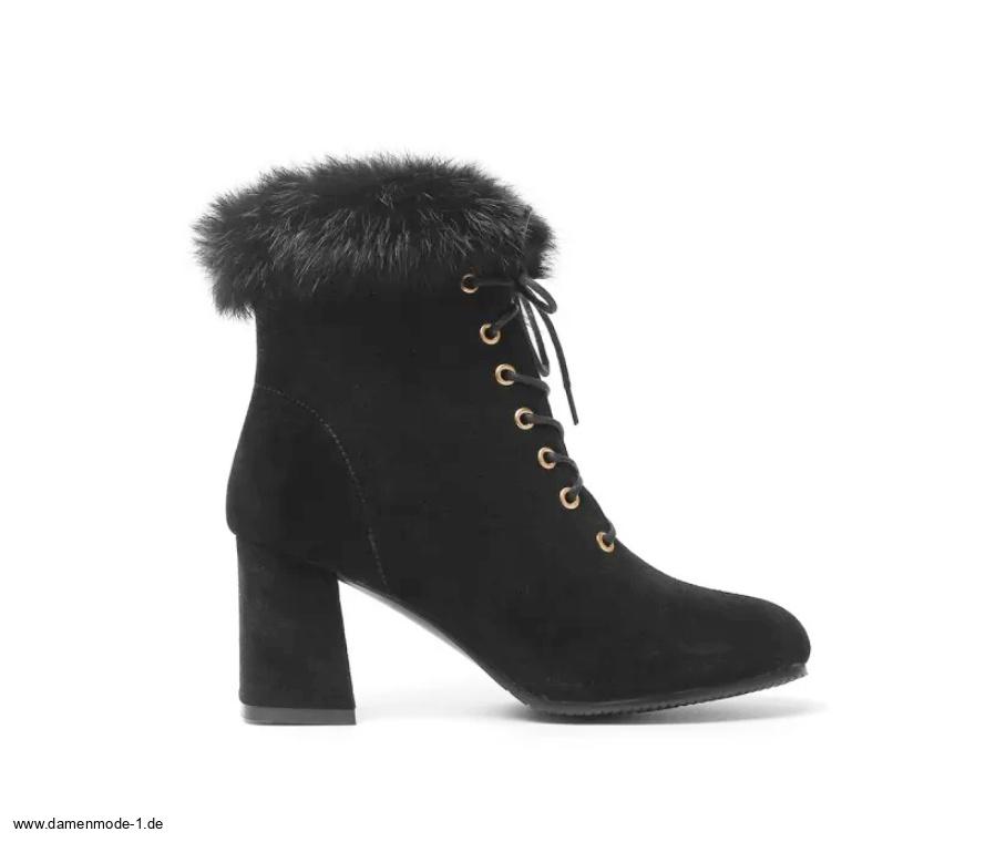 Damen Stiefeletten Booties mit Plüsch Gefüttert in Schwarz bis Gr&nbsp;43