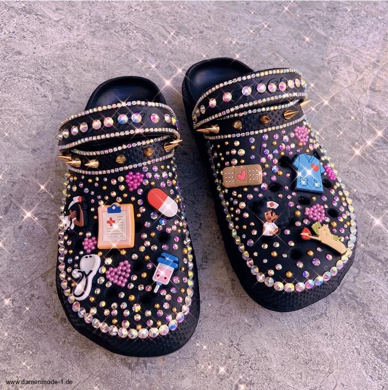 Glitzer Clogs Outdoor Schuhe in&nbsp;Schwarz