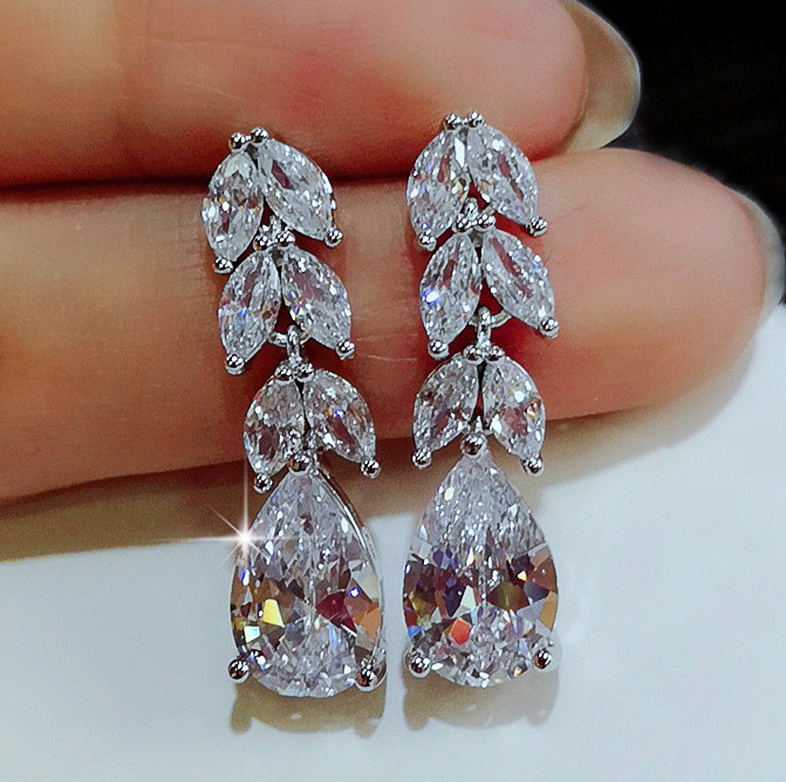 Blumen Kristall Braut Ohrringe Alamea&nbsp;Silber