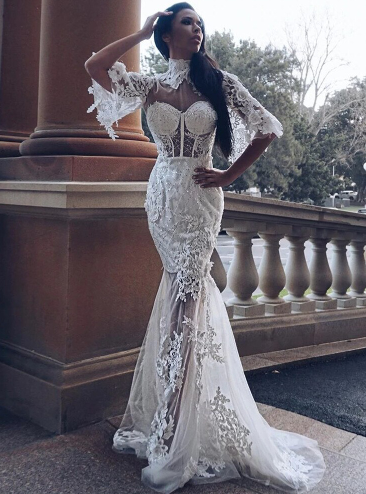 Sexy Mieder Meerjungfrau Brautkleid Amelia mit Spitze&nbsp;Bodenlang