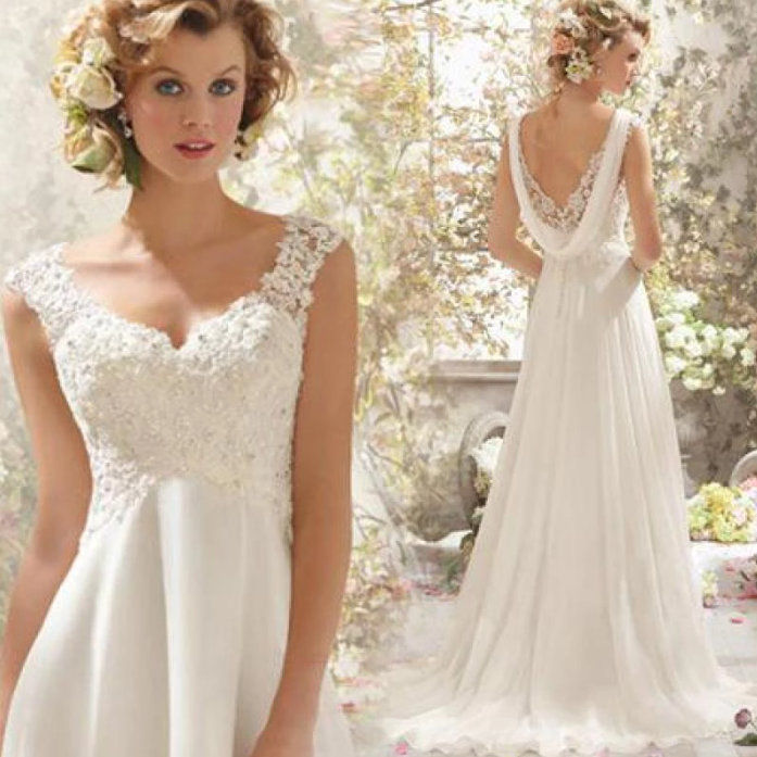 Empire Brautkleid Alison mit Spitze Bodenlang und Rückenausschnitt