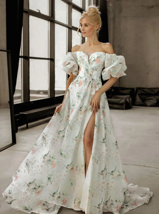 Charmantes Schulterfreies Brautkleid Bluebell mit&nbsp;Blumenmuster