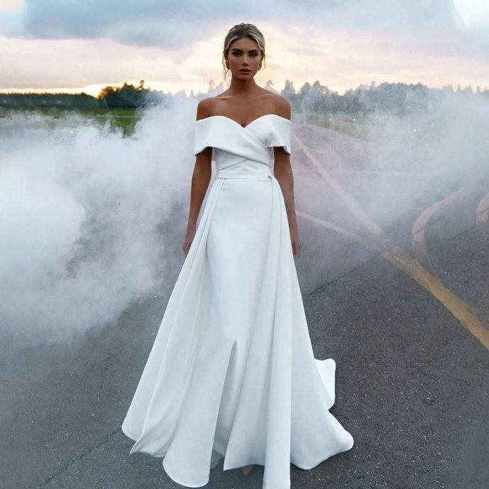 I Linie Brautkleid Baila Schulterfrei Schleppe&nbsp;Abnehmbar