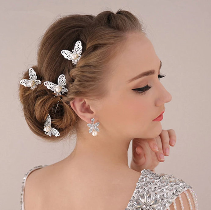 Kristall Schmetterling Haar Pin Brauthaarschmuck